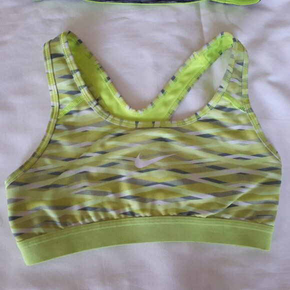 Two Racer Back Sports Bra Neon Green Nike Dri Fit and H&M SMALL - Picture 2 of 6